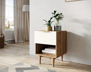 Тумбочка с верхним ящиком "Line" LN10/GR1/beige в интерьере