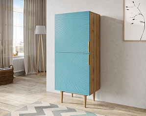 Вертикальный комод с двумя дверками "Line" LN05/GR1/blue в интерьере
