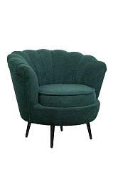 Низкое кресло ракушка Pearl зеленый Boucle на черных ножках в интернет-магазине