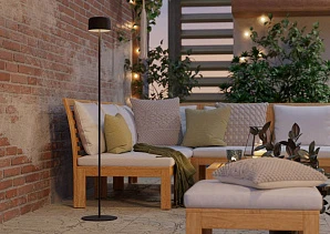 купить стильные 901891 Торшер на солнечн. батарее сенсорн. ROCCANOVA-L, H1200, 2,8W(LED), IP44, 3000K, 270lm, сталь, черный