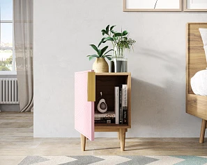 купить Тумбочка с дверкой "Line" LN08/GR1/pink в интернет-магазине