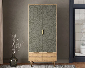 купить красивый Шкаф двухстворчатый  с ящиками "Line" R26/browngrey в интернет-магазине