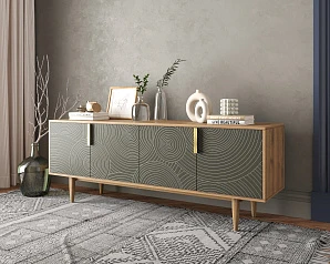 Комод под TV с четыремя дверками "Line" R21/browngrey в интерьере