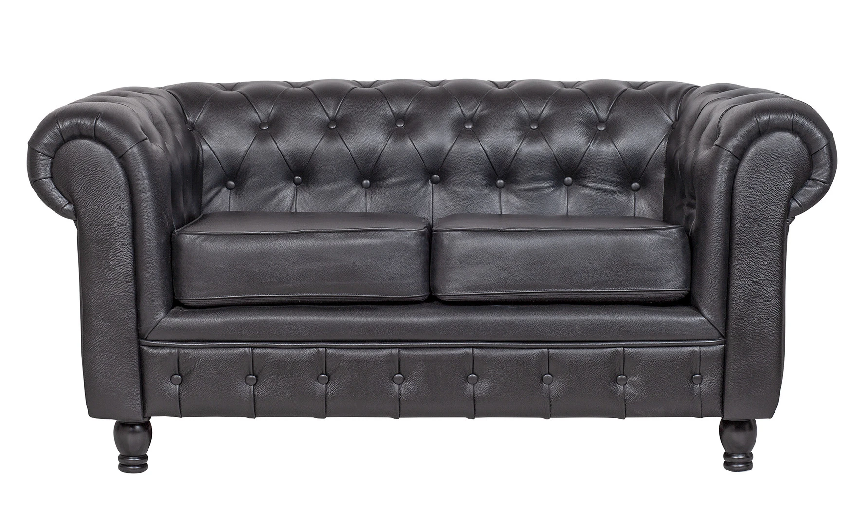 Диван из черной кожи Chesterfield Black Leather 2S в интерьере