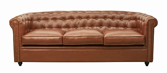 фото Трехместный диван кожаный лофт Karo brown 3S коричневый в интерьере