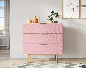 красивый Комод с тремя ящиками "Line" LN12/GR1/pink на заказ
