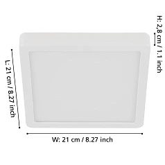 900591 Накладной светильник диммируемый FUEVA 5, 17W (LED), 3000K, L210, B210, H28, сталь, белый / пластик, белый