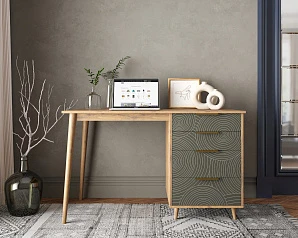 фото Стол рабочий "Line" одной тумбой R23/browngrey в интерьере