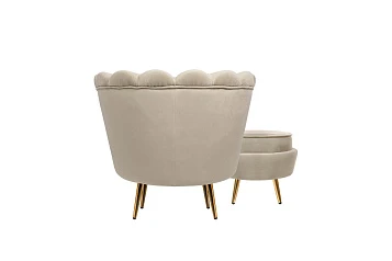 Кресло с пуфом ракушка Pearl Taupe