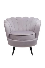 купить красивое Низкое кресло ракушка Pearl Grey на черных ножках в интернет-магазине