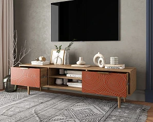 купить стильные Комод "Line" с нишей низкий под TV R27/red