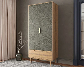 купить красивый Шкаф двухстворчатый  с ящиками "Line" R26/browngrey в интернет-магазине