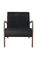 красивое Низкое кресло с деревянными подлокотниками Mody Black черное на заказ