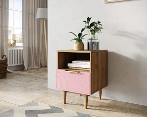 Тумбочка с нижним ящиком "Line" LN09/GR1/pink на заказ в интернет-магазине