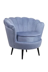 Низкое кресло ракушка Pearl Sky на черных ножках