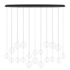 390344 Люстра диммируемая ESPARDELLO, 8X5,4W (LED), 3000K, 4080lm, L1480, B260, H2200, сталь, черный/стекло, прозрачный