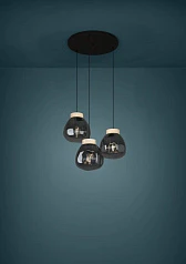 красивые 390319 Люстра MAGACELA, 3X40W (E27), ?600, сталь, дерево, коричневый/стекло, серый полупрозрачный в интернет-магазине