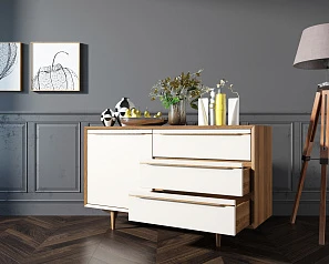фото Комод "Bruni white" с ящиками и дверкой арт BR-02WH