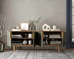 Комод под TV с четыремя дверками "Line" R21/browngrey в интерьере
