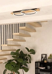 заказать 901716 Светодиодный потолочный светильник BOYAL, 2х12W(LED), 3400lm, сталь, дерево, черн., коричн, пластик, белый в интернет-магазине