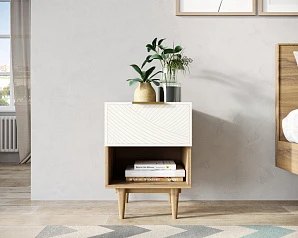 Тумбочка с верхним ящиком "Line" LN10/GR1/beige в интерьере