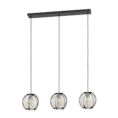 купить 44007 Подвесной светильник WAVERTON, 3х40W (E27), L920, B220, H1100, сталь черный / текстиль, дерево, белый, черный