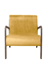 Низкое кресло c деревянными подлокотниками Mody Yellow в интерьере