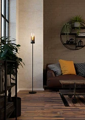 купить красивые 44004 Торшер TOOTHILL, 1х40W (E27), L1535, ?150, сталь черный / затемненное стекло, черный прозрачный