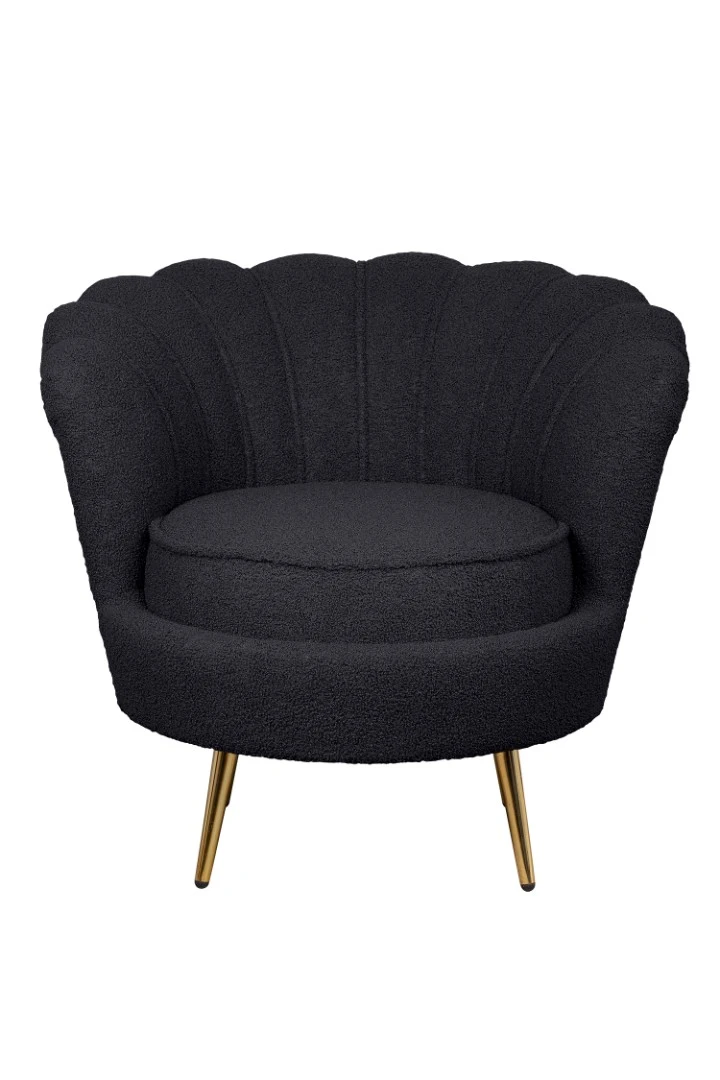 купить красивое Низкое кресло ракушка Pearl Black Boucle
