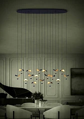 купить стильные 390343 Люстра диммируемая DRACERA, 17X2,3W (LED), 3000K, 4760lm, L1550, B330, H2200, сталь, черный/сталь, черный, золотой