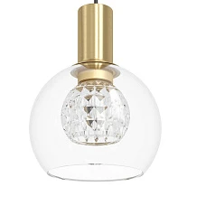 заказать 390279 Люстра диммируемая TERQUE, 6X5,4W (LED), 3000K, 3060lm, ?540, сталь, черный, матовая латунь/стекло, прозрачный