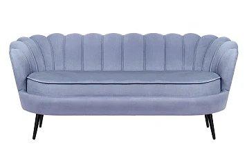 стильный Диван ракушка для гостиниц Pearl Triple Blue на черных ножках