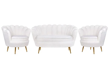 Комплект кресел и дивана ракушка Pearl Double White Boucle в интернет-магазине