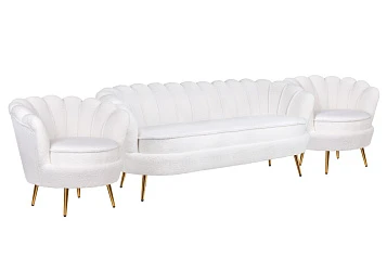 Комплект кресел и дивана ракушка Pearl Triple White Boucle в интернет-магазине