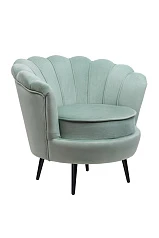 Низкое кресло ракушка Pearl Green на черных ножках