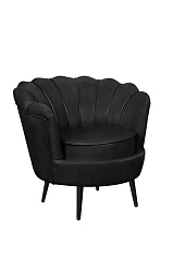 Низкое кресло ракушка Pearl Black V2 на черных ножках в интернет-магазине