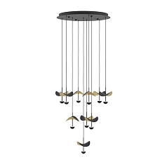 390339 Люстра диммируемая DRACERA, 10X2,3W (LED), 3000K, 2800lm, ?580, сталь, черный/сталь, черный, золотой в интернет-магазине