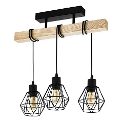 44074 Потолочный светильник TOWNSHEND 5, 3х60W(E27), L550, B200, H360, сталь, дерево, черный, корич на заказ