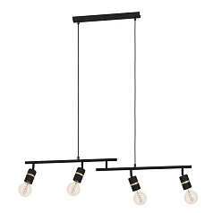 900177 Подвесной потолочный светильник LURONE, 4x10W, E27, L1000, B50, H1100, сталь, черный, латунь на заказ