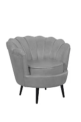 Низкое кресло ракушка Pearl Grey V2 на черных ножках