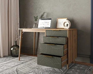 фото Стол рабочий "Line" одной тумбой R23/browngrey в интерьере