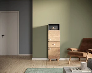 фото Узкий шкаф сдвумя дверками и одним ящиком "Split" SP13