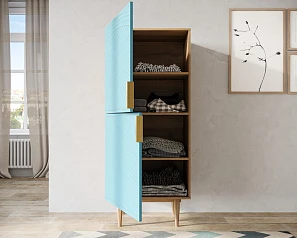Вертикальный комод с двумя дверками "Line" LN05/GR1/blue в интерьере