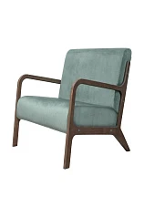 Низкое кресло с деревянными подлокотниками Mody Green в интерьере