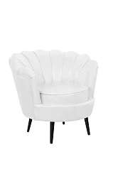 заказать Низкое кресло ракушка Pearl White на черных ножках