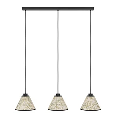 43943 Люстра OXPARK, 3X25W (E27), L920, B220, H1100, сталь, черный / текстиль с листьями бамбука, белый, зеленый на заказ