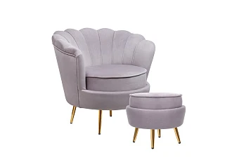 заказать Кресло с пуфом ракушка Pearl Grey