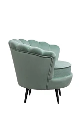 Низкое кресло ракушка Pearl Green на черных ножках