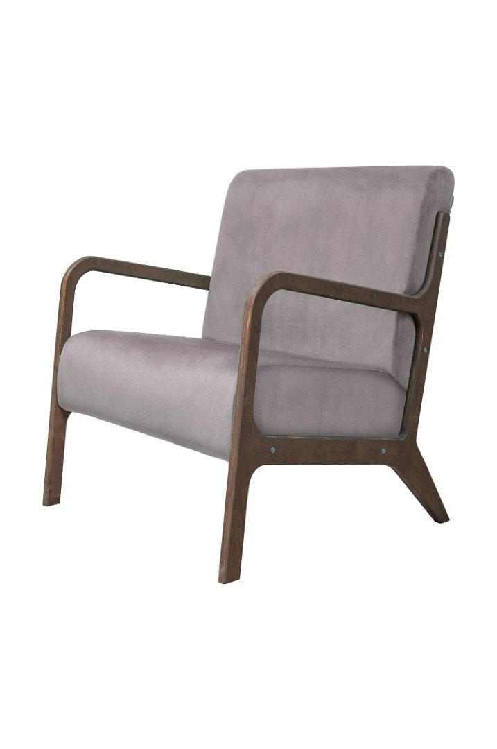 купить Низкое кресло с деревянными подлокотниками Mody Grey серый в интернет-магазине
