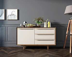 фото Комод "Bruni white" с ящиками и дверкой арт BR-02WH
